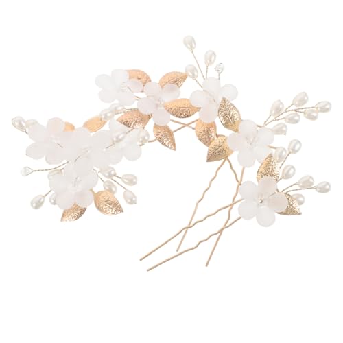 SHERCHPRY 5 Stück Teiliges U-förmiges Haarnadel Blumen Blätterdesign Handgefertigter Brautschmuck Leichter Metall-haarschmuck für Hochzeit Brautjungfern und Festliche Anlässe von SHERCHPRY