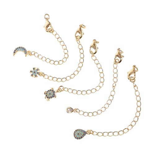 SHERCHPRY 5 Stück Teiliges Vergoldetes Zirkonia Schmuckverlängerungsset mit Karabinerverschluss Verstellbare Halsketten Armbandverlängerungsketten für DIY Schmuckherstellung Vielseitig von SHERCHPRY