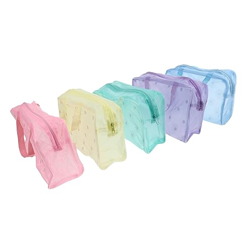 SHERCHPRY 5 Stück Teiliges Wasserdichtes Kosmetik Organizer Reißverschluss Stehende Kulturbeutel für Toilettenartikel Make up und Reise Praktische Aufbewahrungstaschen mit Floralem Design von SHERCHPRY