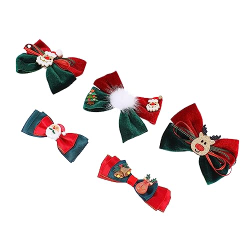 SHERCHPRY 5 Stück Teiliges Weihnachts Haarspangen für Mädchen Bunte Schleifen Haarclips Rotgrün Festlich Leicht Fester Geeignet für Schulfeiern und Weihnachtsfeiern von SHERCHPRY