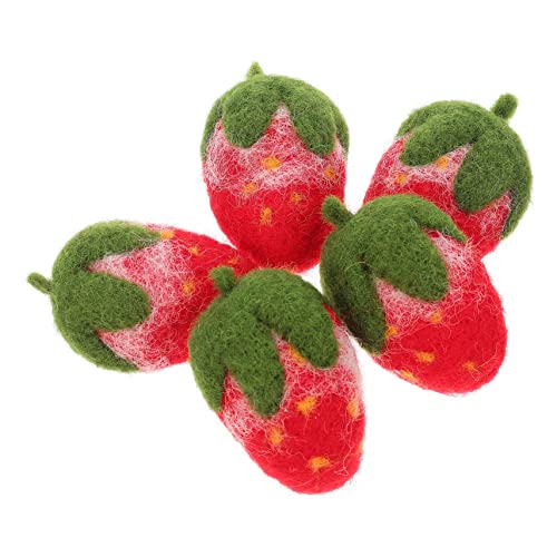 SHERCHPRY 5 Stück Erdbeer-haarnadel-verzierungen Für Exquisites Filzhandwerk Einfach Zu Verwenden Für Selbstgemachte Dekorationen von SHERCHPRY
