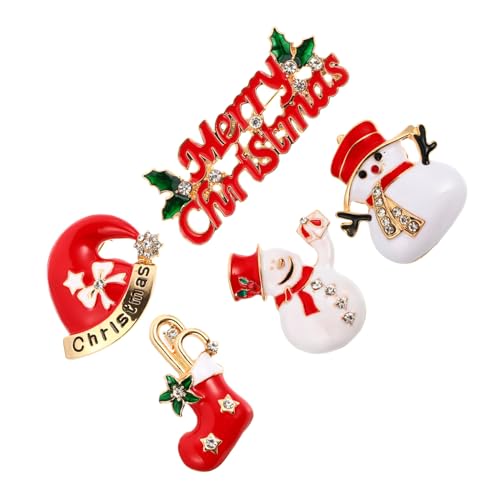 SHERCHPRY 5st Weihnachtsbrosche Weihnachtsgeschenke Anstecknadel Weihnachtsaccessoires Bruststift Weihnachtsmann-broschen Weihnachtsschmuck Fräulein Rot Weihnachtssocken Legierung Revers von SHERCHPRY