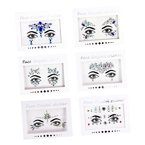 SHERCHPRY 6 Blätter Aufkleber für Glitzernde Steinchen für DIY Makeup und Kunstprojekte für Partys und Festivals Zufällige Designs von SHERCHPRY