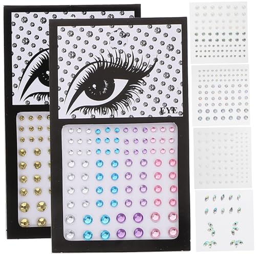 SHERCHPRY 6 Blätter Gesichtsjuwelen Strass Aufkleber Selbstklebende Gesichtssteine für Augen Körperkunst Glitzernde Dekoration für Festivals und Partys von SHERCHPRY