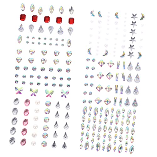 SHERCHPRY 6 Blätter Selbstklebende Gesichtssteine Glitzer Juwelen Aufkleber für Makeup Körper Schmuck Dekoration für Kostümpartys Hochzeiten und Besondere Anlässe von SHERCHPRY