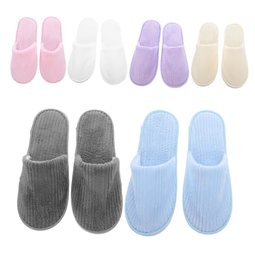 SHERCHPRY 6 Paare Hotelhausschuhe Unisex Waschbare Korallenfleece Slipper Geschlossene Zehen Rutschfest Leicht Für Spa Innenbereich Reise Gästezimmer In Farben von SHERCHPRY