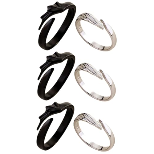 SHERCHPRY 6 Stk schicke Fingerringe schwarze Ringe für Frauen passende Ringe für Paare Bands valtinstaggeschenke vakentienstagsgeschenk verstellbarer Ringdekor Mode-Ring- Zinklegierung von SHERCHPRY
