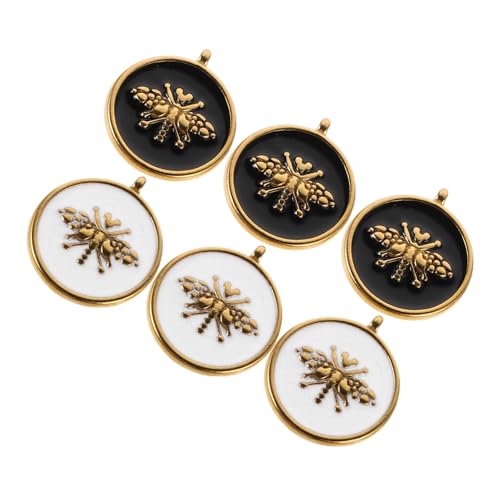 SHERCHPRY 6 Stück Anhänger Tieranhänger Charms Runder Scheibenanhänger Runder Emaille Anhänger Goldene Biene Halskettenanhänger Schlüsselanhänger Charms Mini Emaille Kleine von SHERCHPRY
