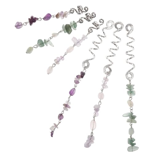 SHERCHPRY 6stücke Haarmanschetten Zum Flechten Boho-haarschmuck Mit Anhängern Aus Naturstein Dreadlock-flechtzubehör Für Damen Haar-ring Als Rave-accessoire von SHERCHPRY