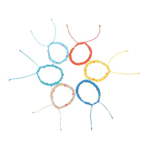 SHERCHPRY 6 Stück Handgefertigte Knüpfarmbänder Wachsschnur Verstellbare Geflochtene Seilarmbänder mit Vintage Perlen Boho Schmuck Fußkette für Sommerstrände und Alltag von SHERCHPRY