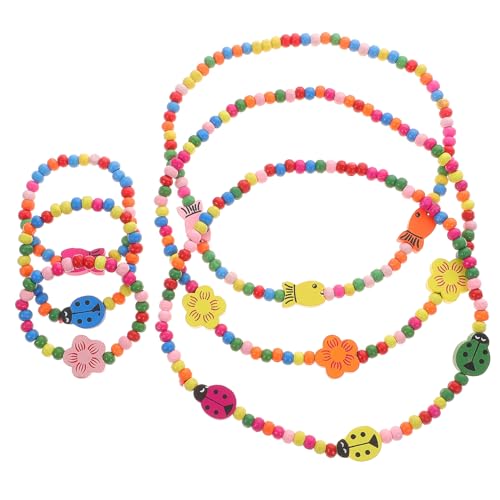 SHERCHPRY 6 Stück Sets Armbänder für Kinder Zubehör für Weihnachtsfeiern Mädchen Halskette Gummispikes Kinderarmbänder Kinder Halskette Kinder Armband Kinder Schmuckset Perlenkette Bambus von SHERCHPRY