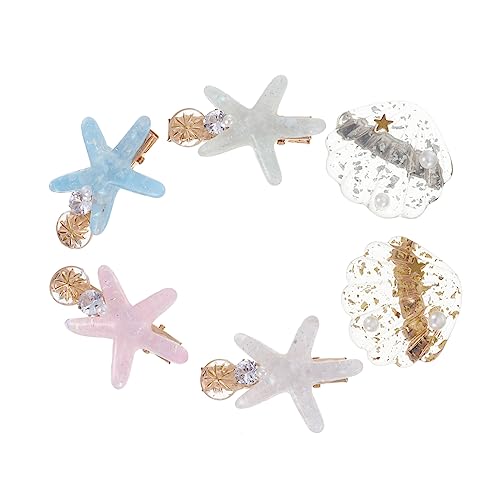 SHERCHPRY 6 Stück Teiliges Haarklammern Meerjungfrau Stil und Seestern Haarspangen Zarte Haarschmuckclips für Mädchen Bunte Haaraccessoires für Alltag und Party von SHERCHPRY