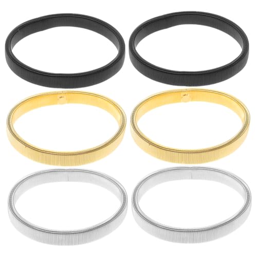 SHERCHPRY 6 Stück Teiliges Herren Arm Band aus Metall Elastische Verstellbare Ärmelhalter in Schwarz Gold Silber Hemd Manschetten Garters für Business Büro Bar Vielseitiges Accessoire von SHERCHPRY