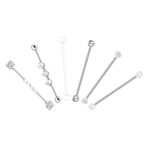 SHERCHPRY 6 Stück Teiliges Industrial Cartilage Piercing Ohrstecker mit Lange Stäbe Hypoallergen Modisch für Empfindliche Ohren Einzigartiger Industrieller Stil von SHERCHPRY