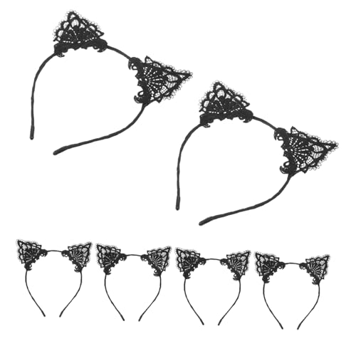 SHERCHPRY 6 Stück Teiliges Katzenohren Haarband mit Spitze Elegantes Verziertes Accessoire für Karneval Cosplay und Partys Süßes Vielseitiges Design für Erwachsene von SHERCHPRY