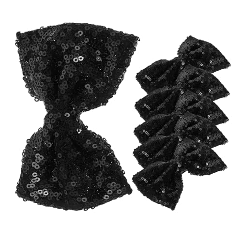SHERCHPRY 6 Stück Teiliges Mädchen Haarspangen Glänzende Pailletten Schleifen Haarklammern Große Schleifen Haarschmuck Schwarz Sicherer Halt Für Alltag Party von SHERCHPRY