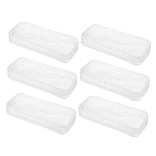 SHERCHPRY 6 Stück Teiliges wasserdichte Transparente PVC Kosmetiktasche und Stifteetui Vielseitiger Aufbewahrungsbeutel für Make Up Schreibwaren Reisen und Schule Leicht zu Reinigen und von SHERCHPRY