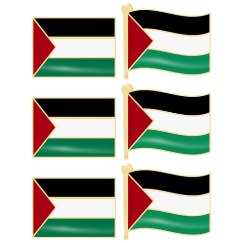 SHERCHPRY 6 Stück Palästinensische Flagge Brosche Palestine Flag Pin Palästina Flagge Revers Pin Patriotische Pazifisten Anstecknadeln Für Hut Kleidung von SHERCHPRY
