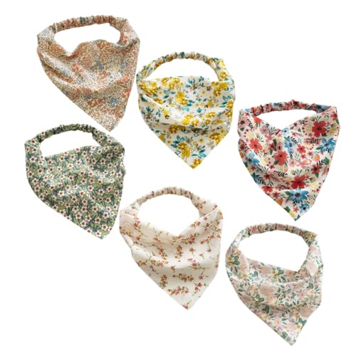 SHERCHPRY 6stücke Blumen Haarschal Elastisches Stirnband Blumendruck Kopftuch Damen Floral Stirnbänder Für Tägliche Freizeit Hausarbeit Yoga von SHERCHPRY