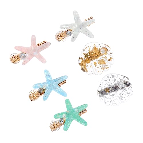 SHERCHPRY 6stücke Sechs Deko-haarspangen Mit Muschel Sterndesign Farbenfrohe Haarklammern Für Damen Geschenk Für Festivals Und Anlässe Haarschmuck Für Strand Und Freizeit von SHERCHPRY