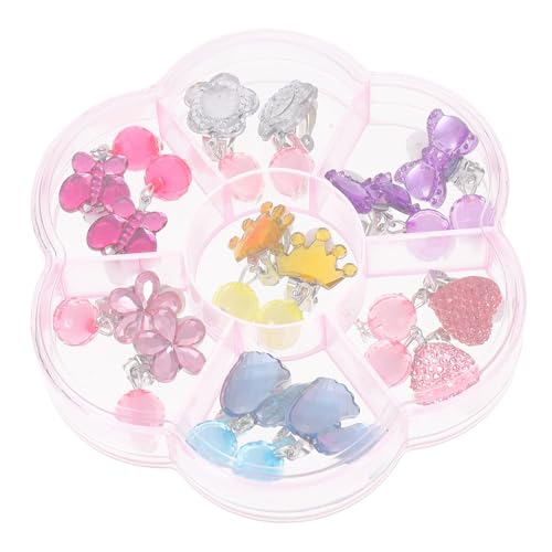 SHERCHPRY 7 Paare Ohrclips Ohrschmuck Niedliche Ohrhänger Ohrclips für Mädchen Cartoon Design Langlebig Komfortabel Geschenkset in Aufbewahrungsbox von SHERCHPRY