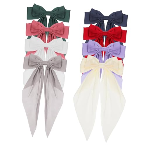 SHERCHPRY 8 Stück Haarspange mit großer Schleife französisch Zubehör Paillette Weiß Damen Haarschleifen Schleifen für Mädchen Bögen Haarklammern Haarspangen für Mädchen Stoff von SHERCHPRY