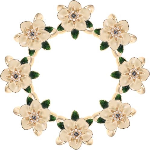 SHERCHPRY 8 Stück Schalringe Mit Blumenmuster Für Damen: Rutschfeste Gardenien-schalklemme – Vielseitiges Modeaccessoire Für Partys, Arbeit Und Den Alltag von SHERCHPRY