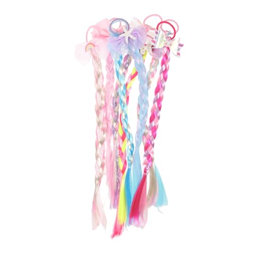 SHERCHPRY 8 Stück Teiliges Haarverlängerungs für Mädchen Geflochtene Ponytail Extensions mit Niedlichen Haaraccessoires für Bunte Elastische Haargummis für Stilvolle Looks von SHERCHPRY