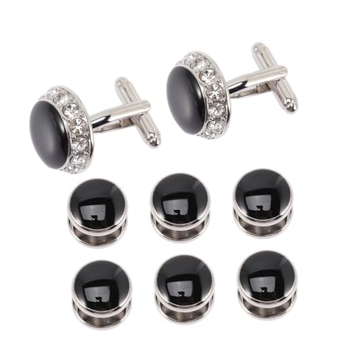 SHERCHPRY 8 Stück Teiliges Manschettenknöpfe mit Funkelnden Strasssteinen Hochwertige Herren Cufflinks für Hemden Klassisch Eleganter Schmuck für Anzug Hochzeit Business und Festliche von SHERCHPRY
