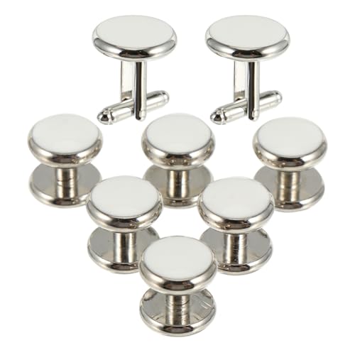 SHERCHPRY 8 Stück Teiliges Manschettenknopf-set Herren Runde Tuxedo Cufflinks Französische Hemdknöpfe für Herrenhemden Langlebige Manschettenknöpfe Elegantes Geschenkset für Business und von SHERCHPRY