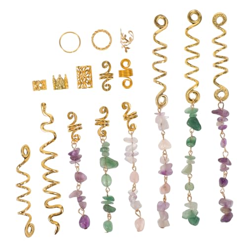 SHERCHPRY 80 Stück Teiliges Haar-schmuckset für Zöpfe mit Steinanhängern Ethnisch Inspirierte Dreadlock-ringe aus Goldenem Metall Sichere Modische Haar-accessoires für Alltag Party und von SHERCHPRY