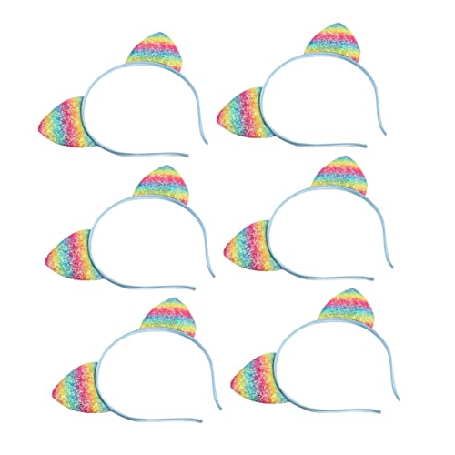 SHERCHPRY 8stücke Regenbogen Katzenohren Stirnband Für Mädchen Kopfschmuck Mit Katzenohren Haarreif Für Partys Und Halloween Rutschfest Und Angenehm Zu Tragen von SHERCHPRY