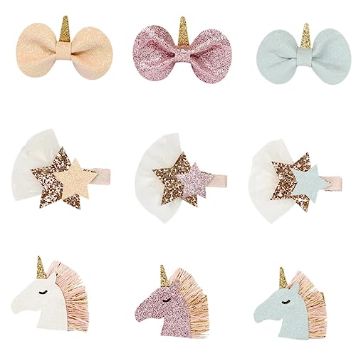 SHERCHPRY 9stücke Einhorn Haarreifen Für Mädchen Entzückende Haarspange Mit Pailletten Party Kopfschmuck Cartoon Haarschmuck Schöne Haarspangen Für Junge Mädchen von SHERCHPRY