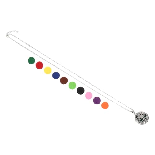 SHERCHPRY Aromatherapie Edelstahl Diffusor Halskette Lebensbaum Anhänger mit Farbigen Filzpads Verstellbarem Kettendesign Symbolischer Baum Des Lebens Schmuck für Damen und Herren von SHERCHPRY