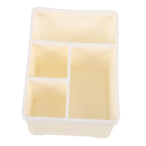 SHERCHPRY Aufbewahrungsbox Für Schreibtisch Mit Fächern Aus Kunststoff Organizer Für Hautpflege Und Make-up Unterteilt Für Ordnung Arbeitsplatte Beige von SHERCHPRY