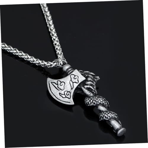 SHERCHPRY Axt Anhänger Halskette für Herren Vintage Clavicle Kette mit Drachenmotiv Retro Stil Hautfreundliches Legierungsmaterial Modisches Schmuckstück für Party und Alltag von SHERCHPRY