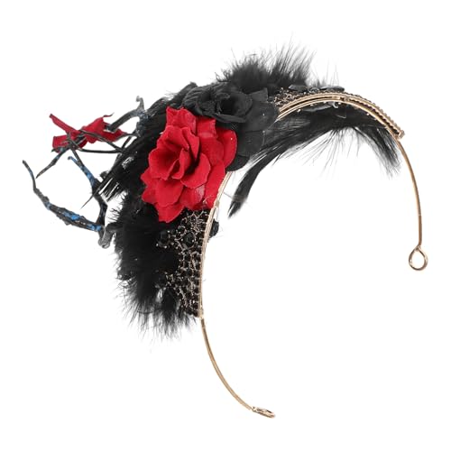 SHERCHPRY Haarband-dekoration Für Mädchen Halloween-haardekoration Mit Ästen Und Künstlichen Federn Gothic-stil Kopfschmuck Haarreifen Für Party Und Verschiedene Anlässe Bequemer Sitz von SHERCHPRY