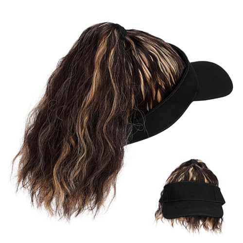SHERCHPRY Baseballkappe Perücke Pferdeschwanzverlängerung Pferdeschwanzkappe Für Damen Schirmmütze Mit Perücke Damenperücken Pferdeschwanzhut Perücken Kurzhaarperücken Gewelltes von SHERCHPRY