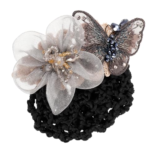 SHERCHPRY Blumenkopfhaarclip Zubehör Mädchen Dutthalter für Damenhaare Haarknotennetz Haarknotenabdeckung Haarnetze Haarknotenklammern für Frauen Netz für Haare Eisen Light Grey von SHERCHPRY