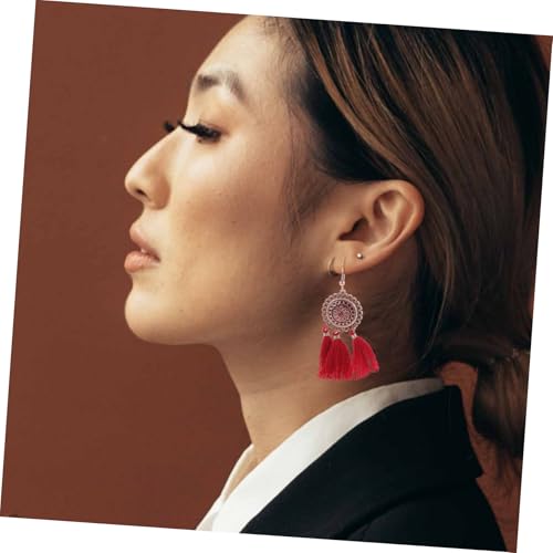 SHERCHPRY Boho Ethnische Quasten Ohrringe Leichtes Legierungsmaterial Komfortabel Traditionelle Chinesische Stil Ohrhänger Festliche Rote Schmuckstücke Für Party Hochzeit Neujahr von SHERCHPRY