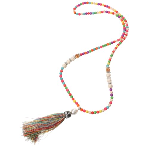 SHERCHPRY Boho Perlen Halskette Bunt Handgefertigt Tropischer Stil Lange Quaste Pullover Kette Damen Ethno Schmuck für Alltag Strand Herbst Winter von SHERCHPRY