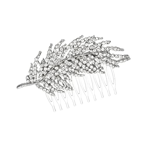 SHERCHPRY Braut Haarschmuck aus Legierung mit Strassblatt Design Hochzeits Haarspange für Besondere Anlässe Silberfarbe Perfektes Accessoire für und Mädchen von SHERCHPRY