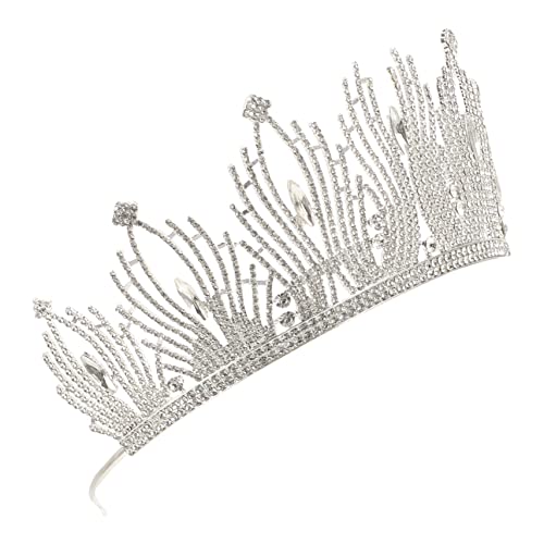 SHERCHPRY Braut Tiara mit Kristallen Hochzeitskrone Glitzernde Haaraccessoires für Hochzeit Partys und Besondere Anlässe Silberne Basis mit Weißen von SHERCHPRY