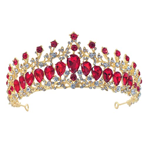 SHERCHPRY Brautkrone aus Funkelnden Strasssteinen Luxuriöse Hochzeitskopfbedeckung für Damen Accessoire für Hochzeitskleider und Partys Rot von SHERCHPRY