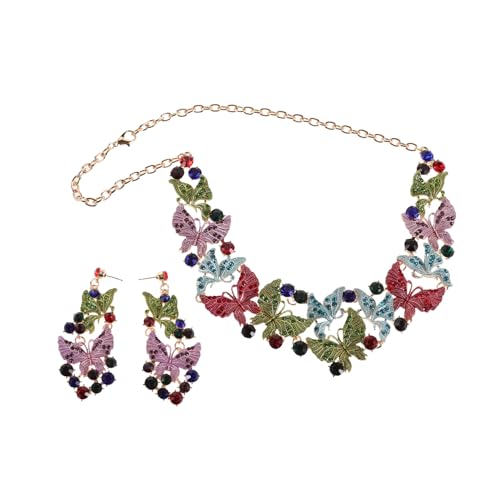 SHERCHPRY Schmetterlings-statement-halskette Und Ohrringe Für Damen Mit Funkelnden Kristallen Halsketten-ohrring-set Für Hochzeit Party Abschlussball Und Brautjungfern-accessoires von SHERCHPRY