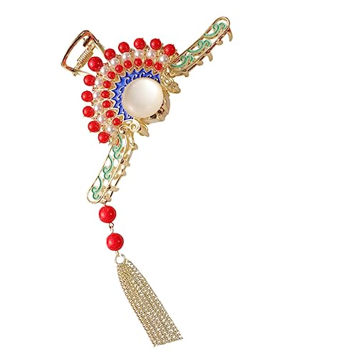 SHERCHPRY Chic Perlen Haarklammer mit Quasten Großer Haarklauen Clip im Chinesischen Stil Eleganter Haarhalter für Damen Rutschfester Haarspangen Clip für Festliche Anlässe und Alltag von SHERCHPRY