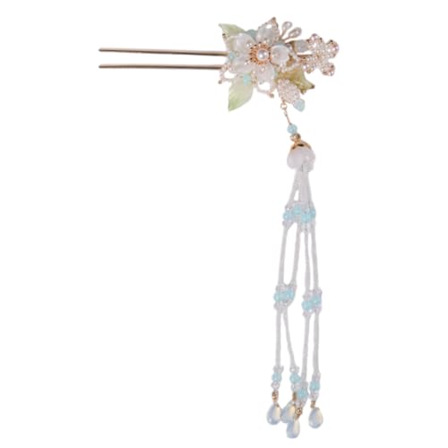 SHERCHPRY Chinesischer Haarstab Aus Legierung Blumen-haarnadel Für Frauen Retro-haarstäbchen Mit Langer Quaste Haaraccessoire Für Hochzeit Und Alltag von SHERCHPRY