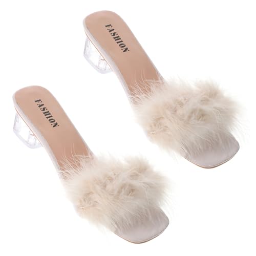 SHERCHPRY Sommer Slipper Damen Mit Klobigen Absätzen Offene Zehensandalen Aus Pu Und Gummi Atmungsaktive Strandpantoffeln Für Drinnen Und Draußen von SHERCHPRY