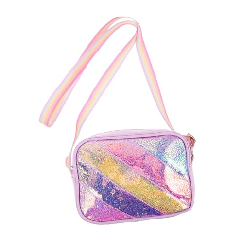 SHERCHPRY Crossbody Tasche mit Verstellbarem Träger Leichter Cartoon Glitzermessenger mit Herz Regenbogenmotiv Niedliche Umhängetasche für Mädchen für Schule und Freizeit von SHERCHPRY