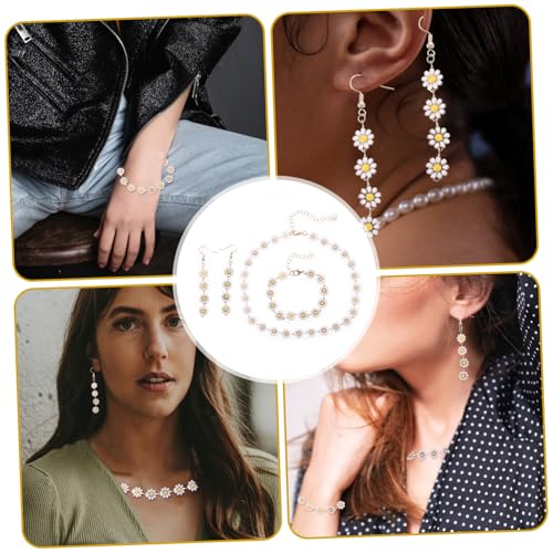SHERCHPRY Daisy Schmuckset Damen Teilig Kette Armband Tropfenohrringe Blumenanhänger Modeschmuck für Alltag und Party von SHERCHPRY